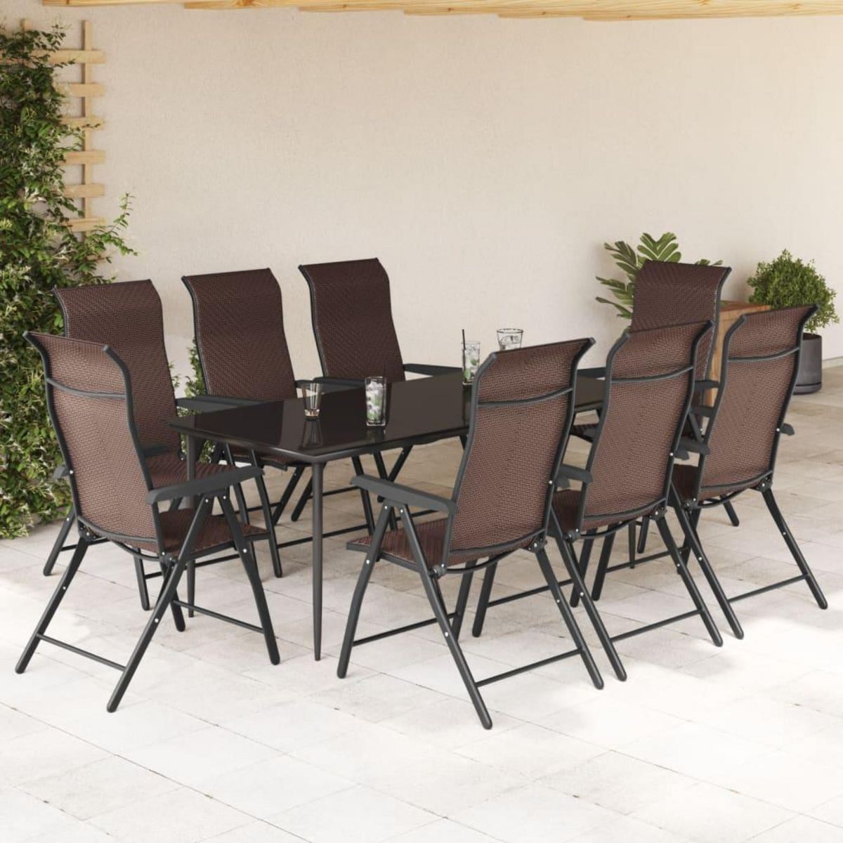 VIDAXL Chaises pliables de jardin lot de 8 marron resine tressee
