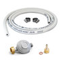 Voir la diapositive 1 : Proweltek Kit connexion gaz complet pour réchauds gaz tuyau souple 1.50m + Embout tétine + Détendeur butane 28 mbars