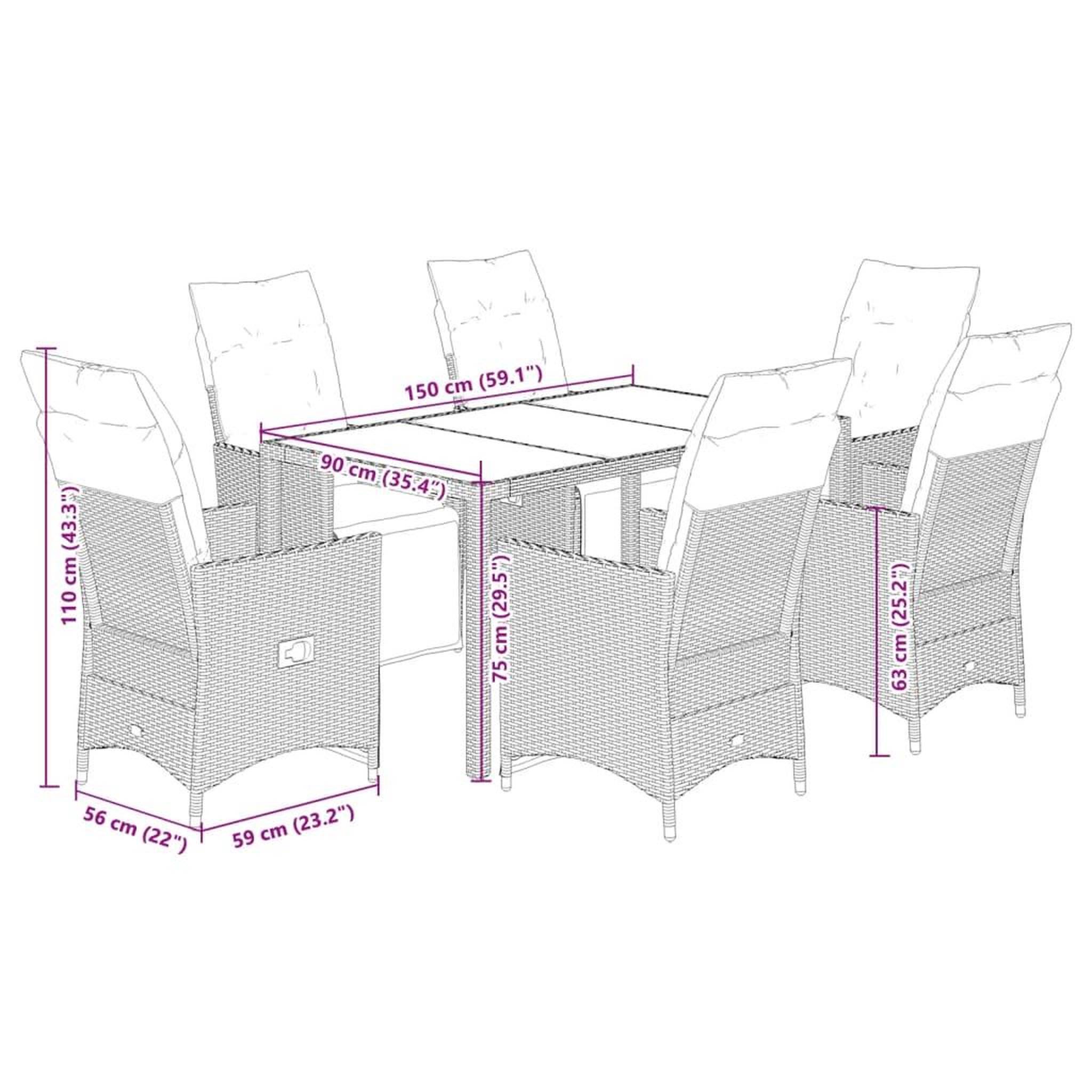 Voir la diapositive 6 : VIDAXL Ensemble de bistro de jardin 7 pcs coussins gris poly rotin