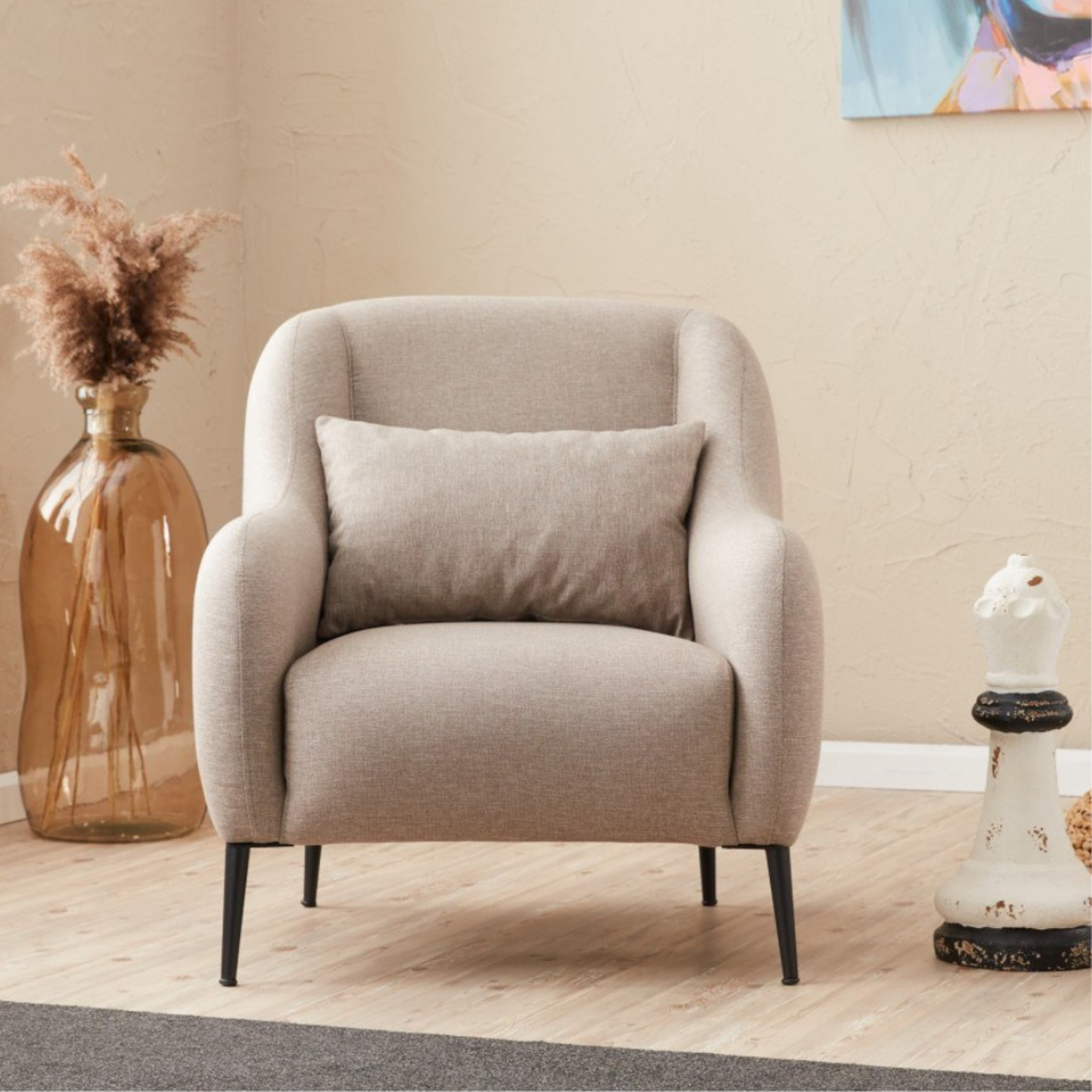 CONCEPT USINE Fauteuil beige avec coussin en lin BRISSETT