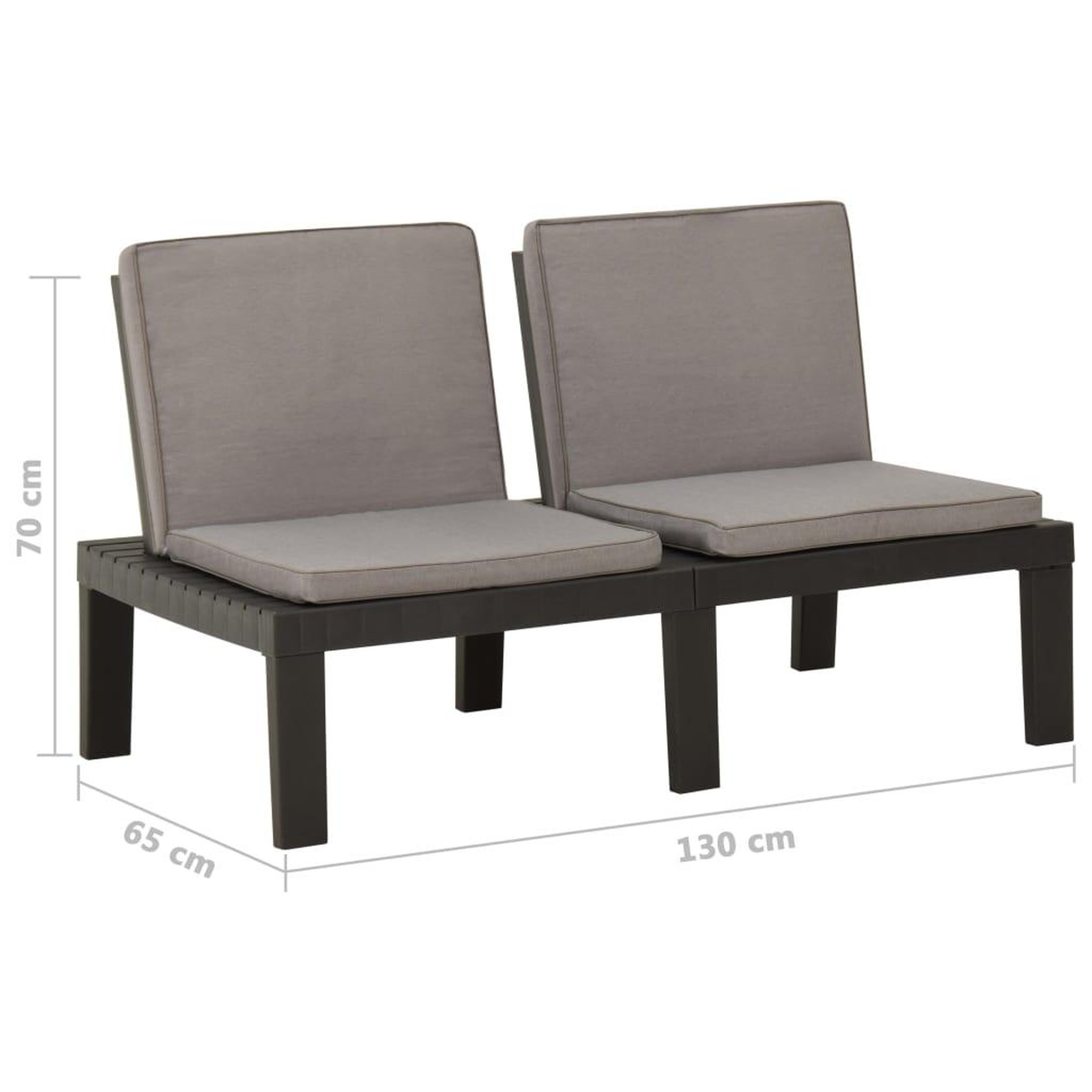 Voir la diapositive 6 : VIDAXL Bancs de salon de jardin avec coussins lot de 2 Plastique Gris