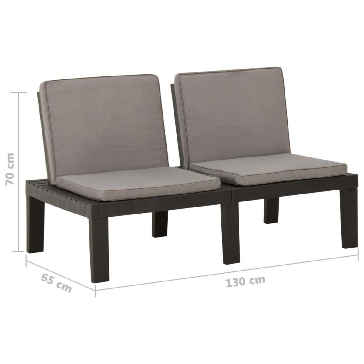 VIDAXL Bancs de salon de jardin avec coussins lot de 2 Plastique Gris