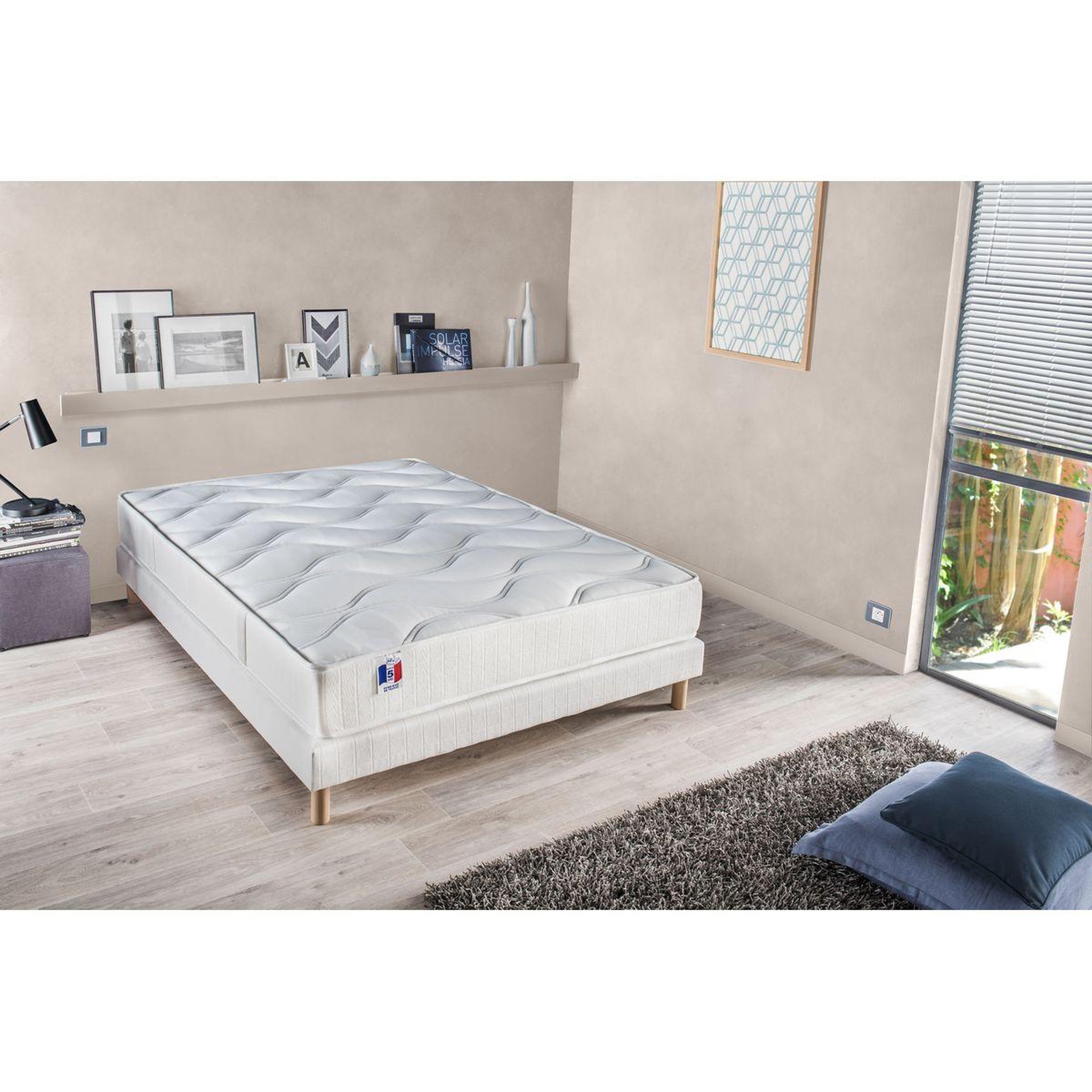 Voir la diapositive 1 : Ensemble Matelas Mémoire de forme HD + Sommier  140 x 190 cm DIMAIME