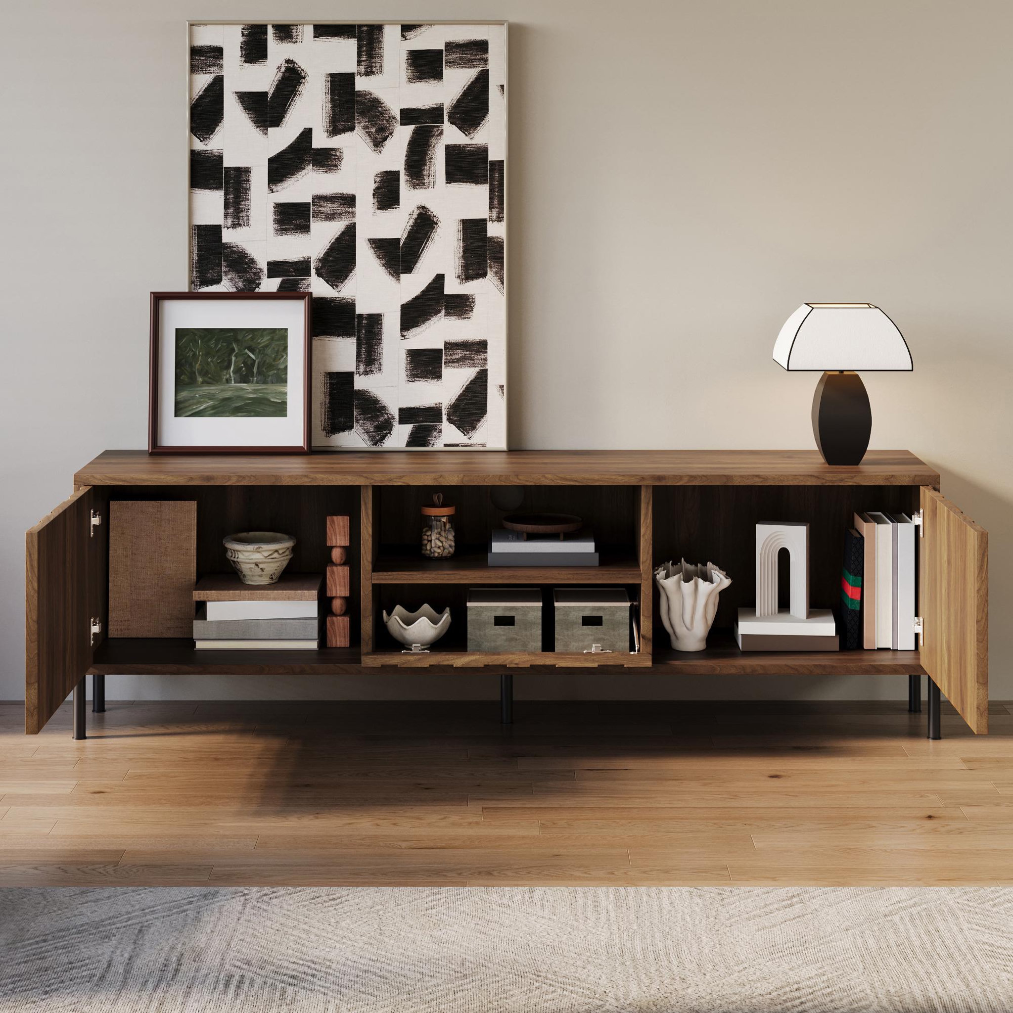 Voir la diapositive 5 : MERAX Meuble tv naturel 160 cm mdf