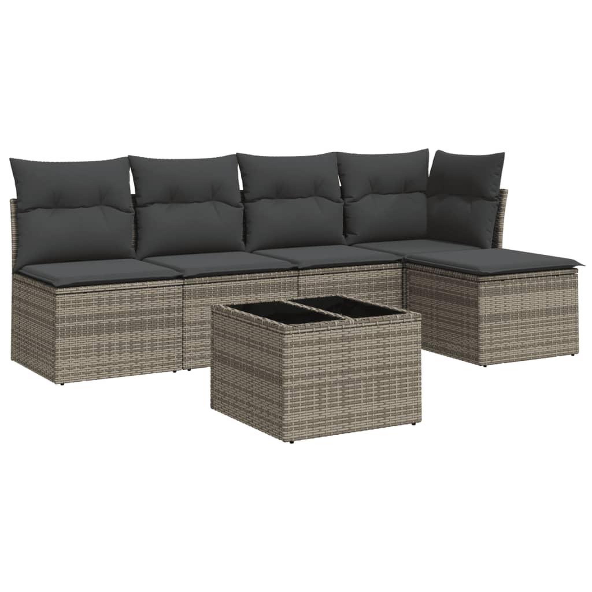 Voir la diapositive 2 : VIDAXL Salon de jardin 6 pcs avec coussins gris resine tressee