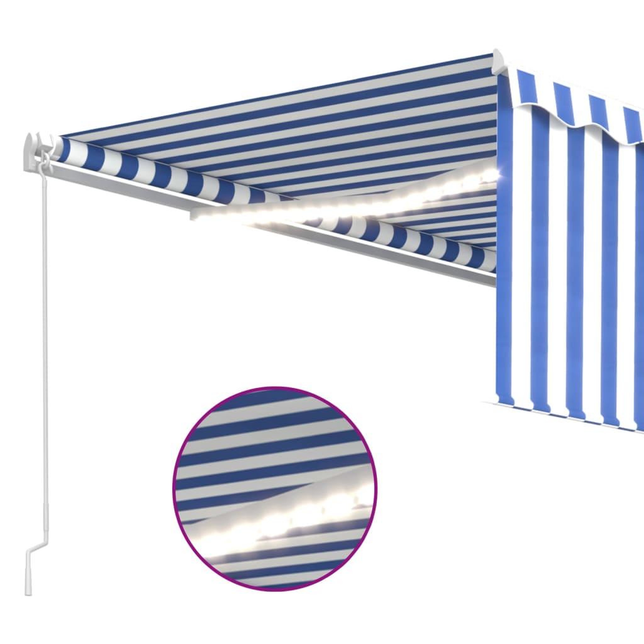 Voir la diapositive 5 : VIDAXL Auvent manuel retractable avec store et LED 4x3 m Bleu et blanc