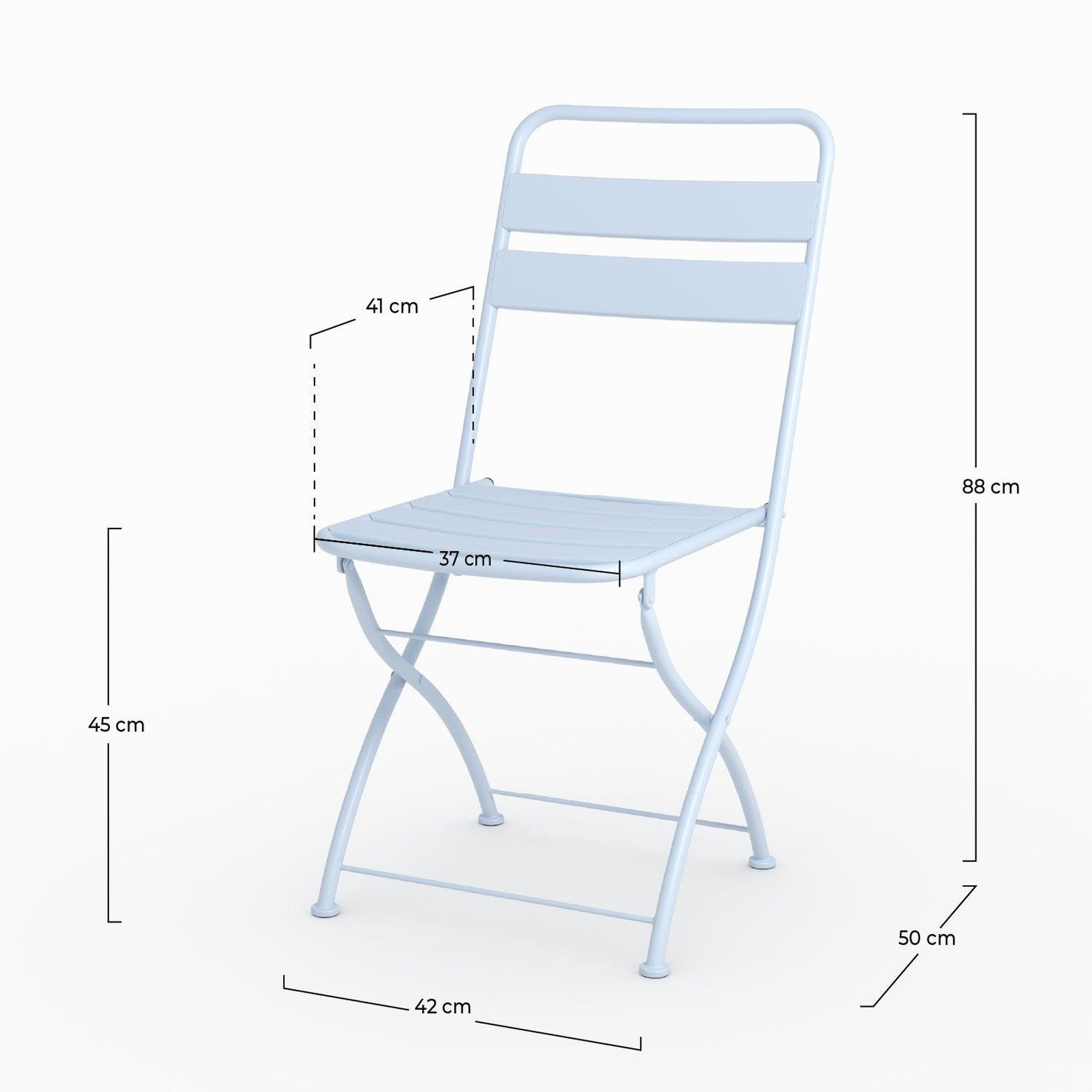 Voir la diapositive 4 : MAISON PAVANE Lot de 2 chaises de jardin en métal bleu pastel, pliantes-yumi