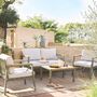 Voir la diapositive 3 : SWEEEK Salon de jardin Casoria, aluminium et polywood 4 places, 1 canapé, 2 fauteuils, 1 table basse