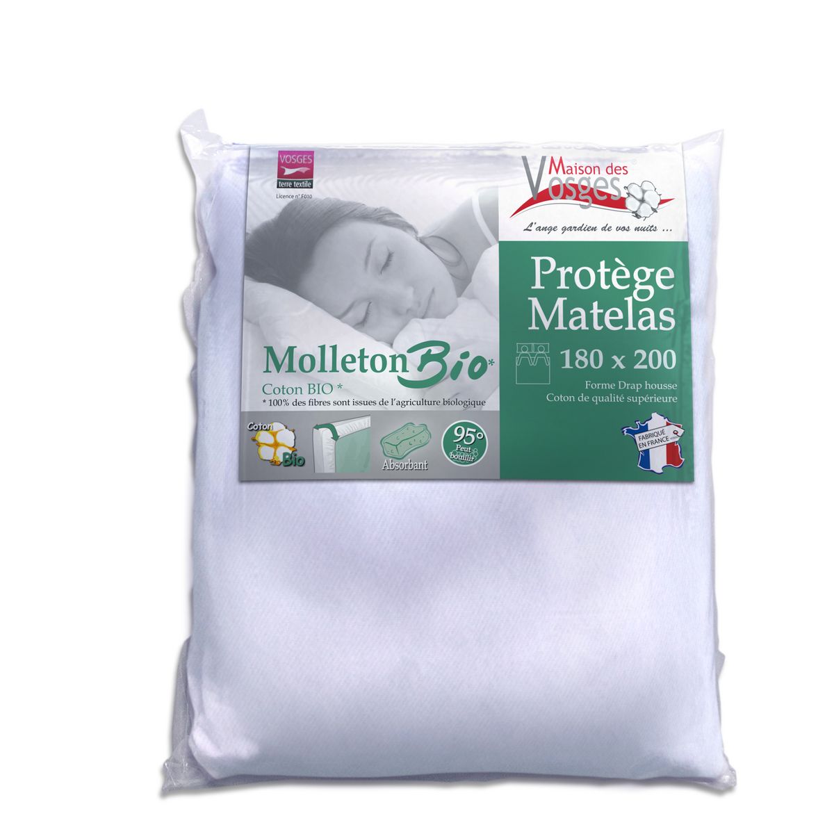 Maison des Vosges Protège matelas absorbant BIO molleton LA BRESSE