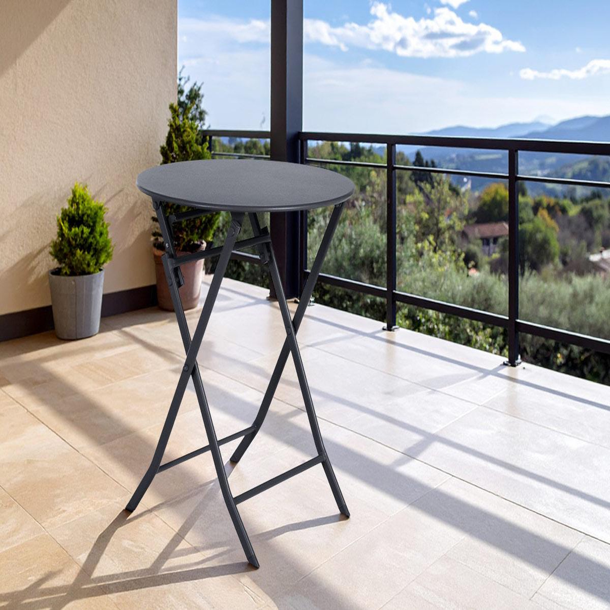 Voir la diapositive 2 : HESPERIDE Table de jardin ronde greensboro ø 60 cm graphite - hespéride