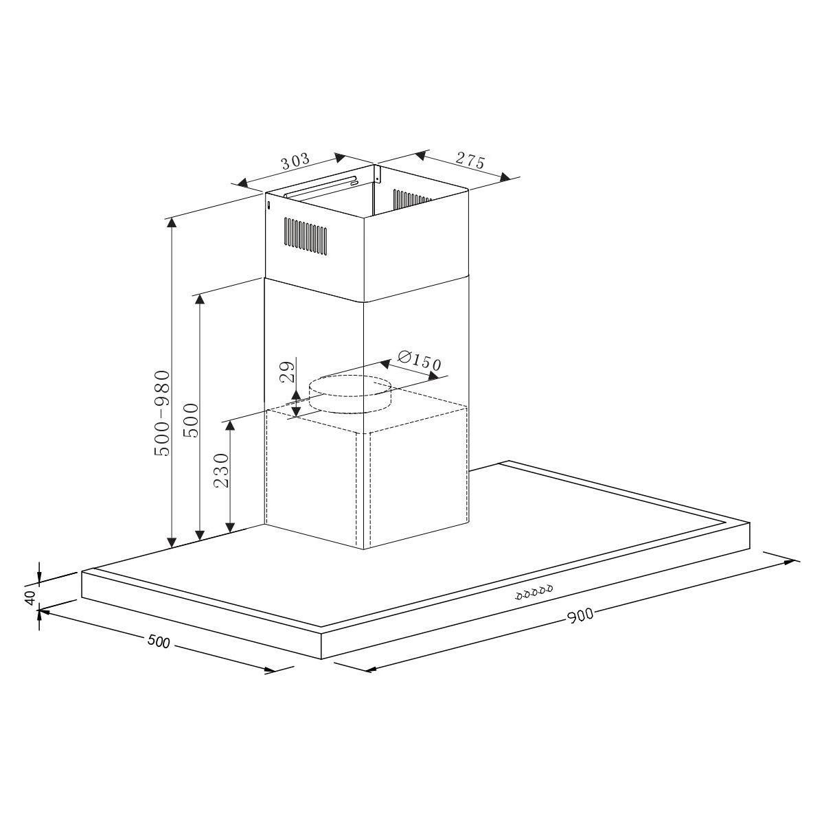 BRANDT Hotte décorative murale BHB3912X