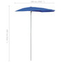 Voir la diapositive 6 : VIDAXL Demi-parasol de jardin avec mat 180x90 cm bleu azure