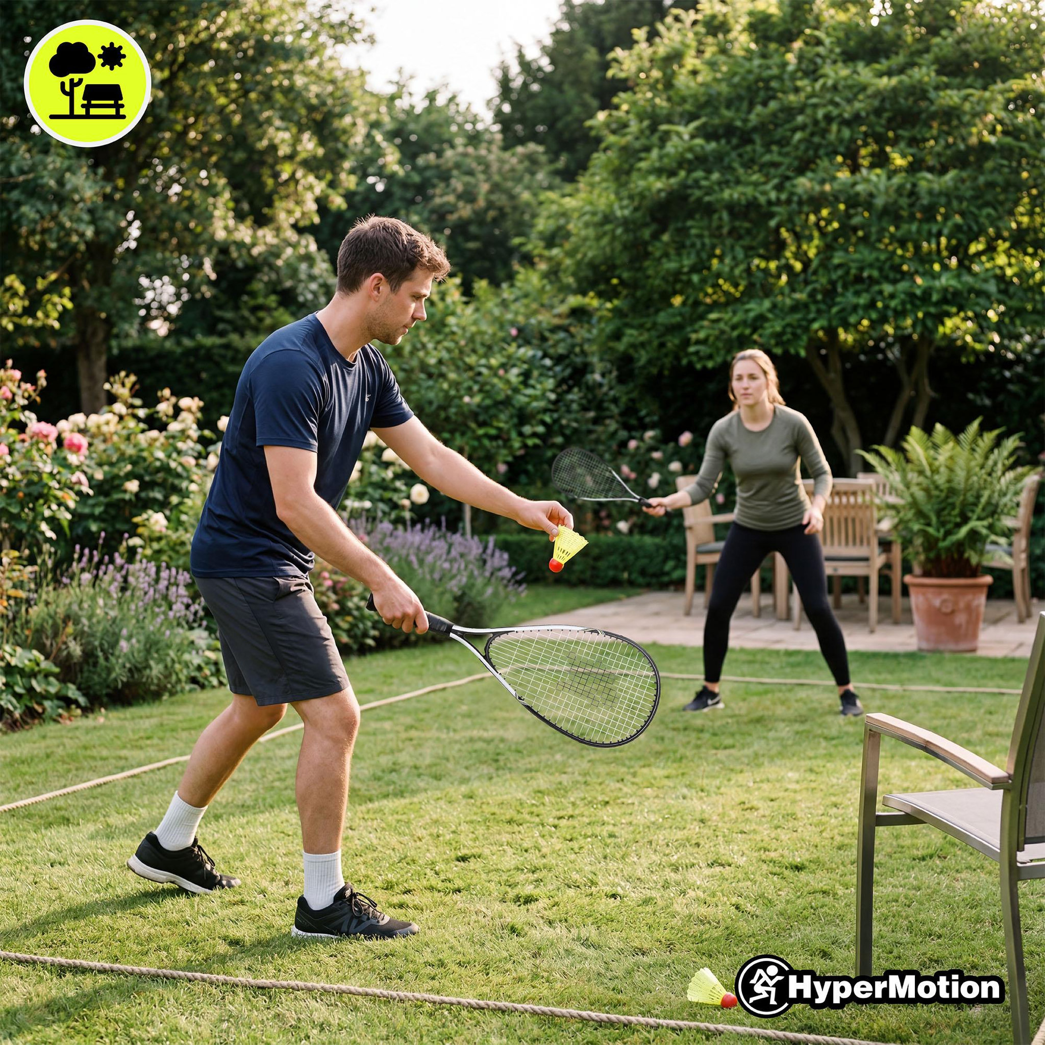 Voir la diapositive 2 : HYPERMOTION Jeu de Badminton Rapide HyperMotion Crossminton 2 Raquettes 5 Volants - Set Crossminton, Sac Oxford