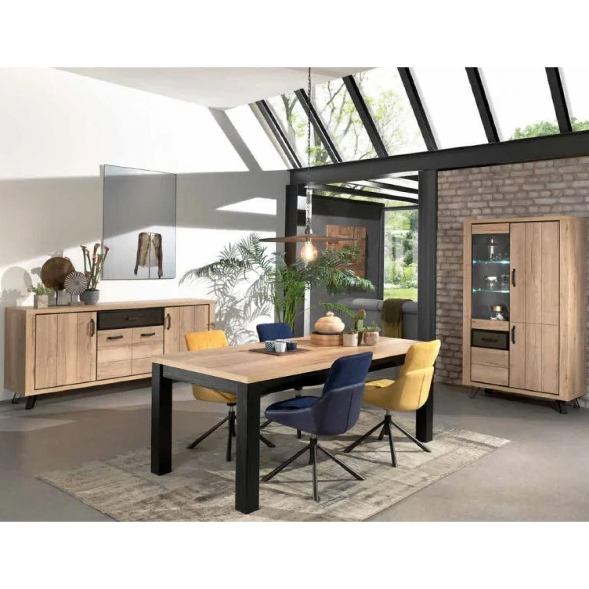 Voir la diapositive 3 : JLC KREATION Vitrine industrielle 3 portes + 1 vitrée bois et métal ERIA