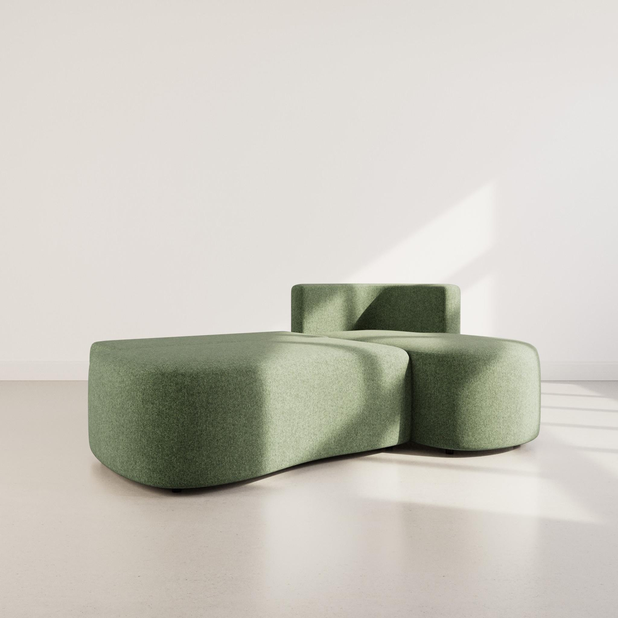 Voir la diapositive 2 : LISA DESIGN Mahina - canapé d'angle droit 4 places convertible avec coffre en tissu texturé