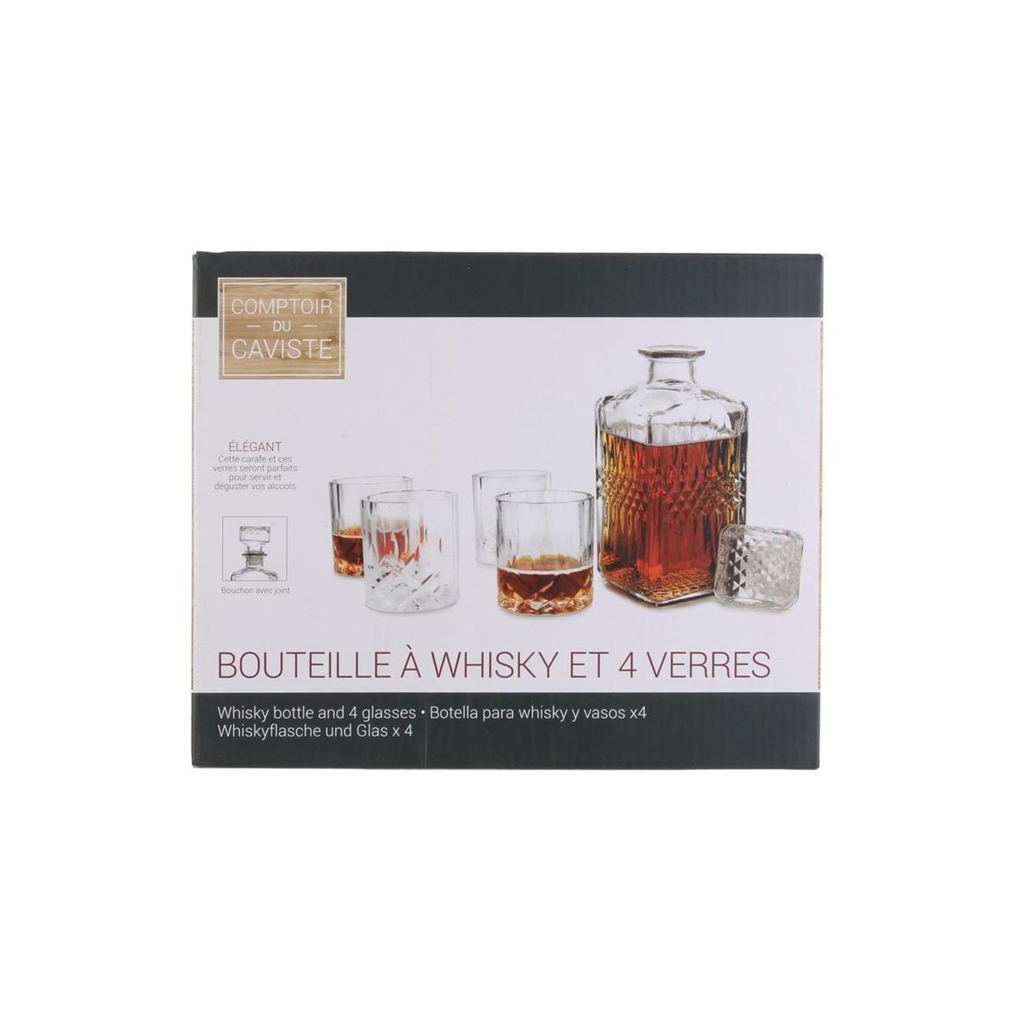 Voir la diapositive 5 : COOK CONCEPT Coffret bouteille & verres  whisky  24cm transparent