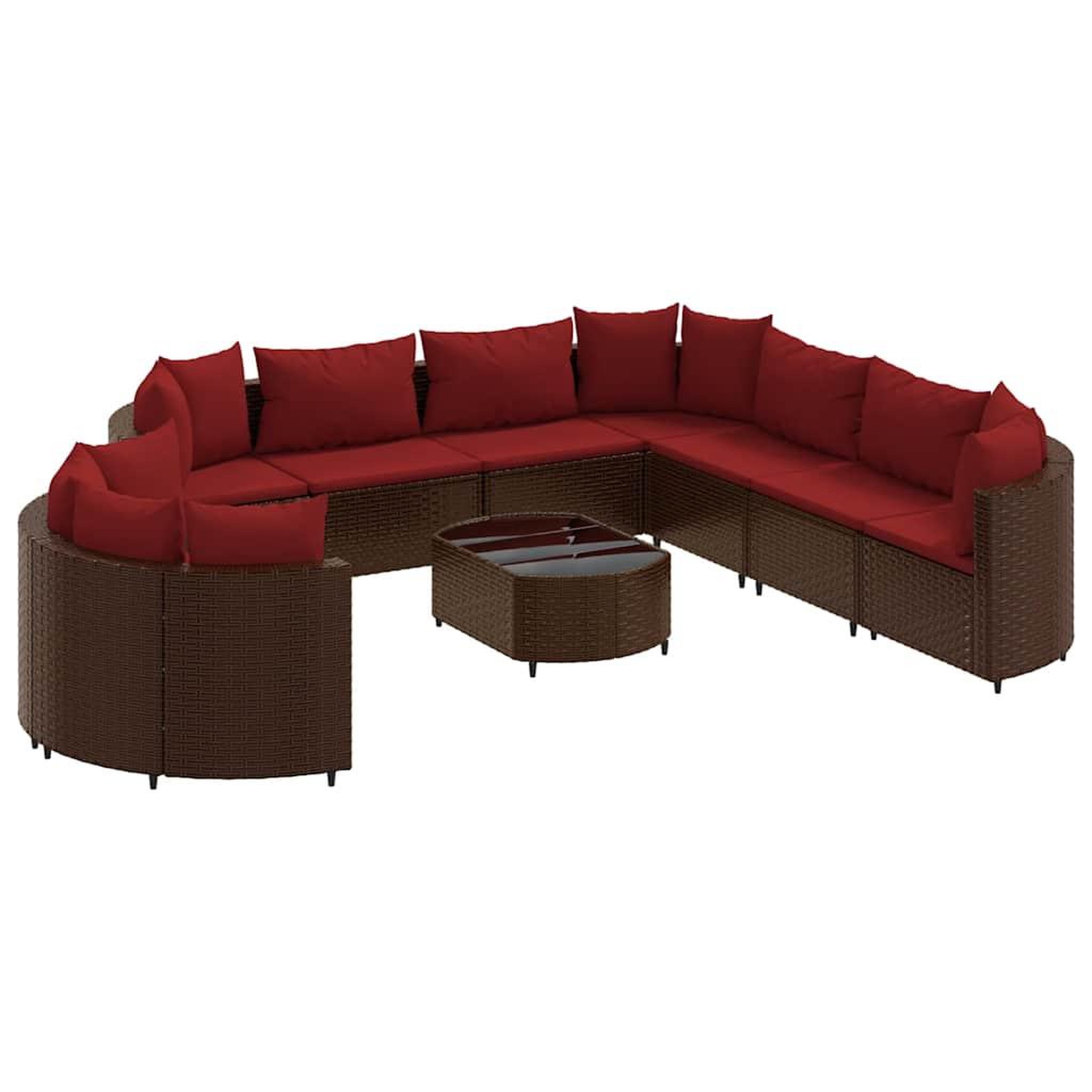 Voir la diapositive 2 : VIDAXL Salon de jardin 10 pcs avec coussins marron resine tressee