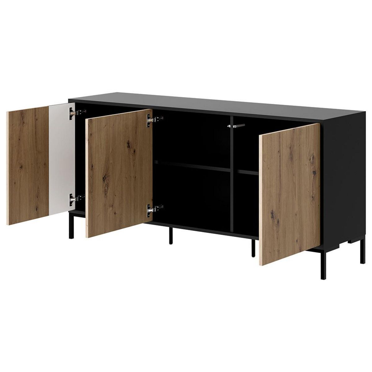BEST MOBILIER Cambridge - buffet bas - effet bois et noir - 150 cm