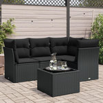 VIDAXL Salon de jardin 5 pcs avec coussins noir resine tressee