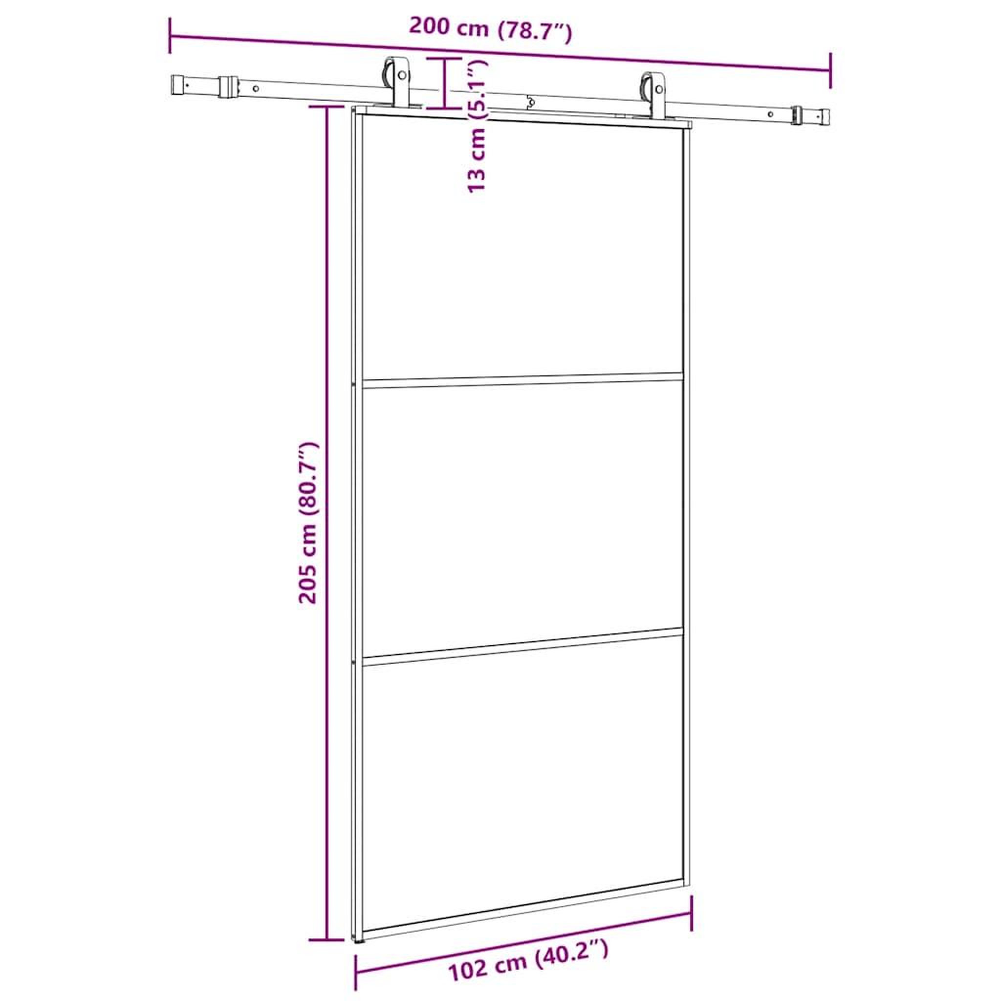 Voir la diapositive 6 : VIDAXL Porte coulissante kit de quincaillerie noir 102x205cm verre ESG