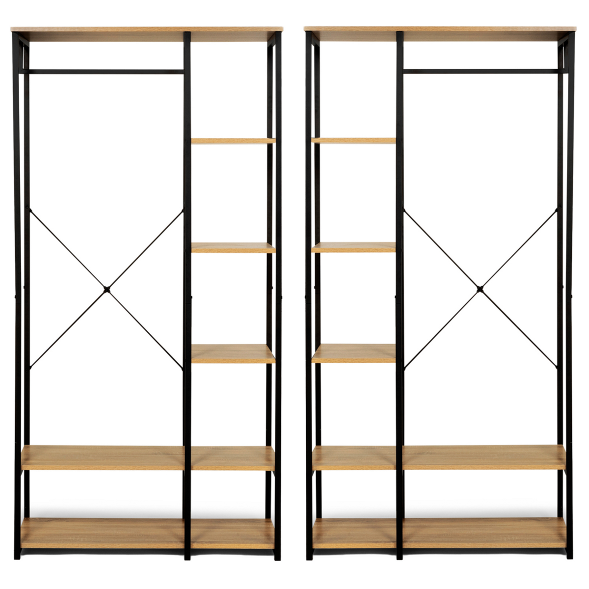 ID MARKET Dressing modulable double penderie étagère L. 180 cm DETROIT design industriel