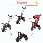 Voir la diapositive 4 : HOMCOM Tricycle enfant évolutif pare-soleil pliable canne  télescopique amovible 92 x 51 x 110 cm acier rouge noir