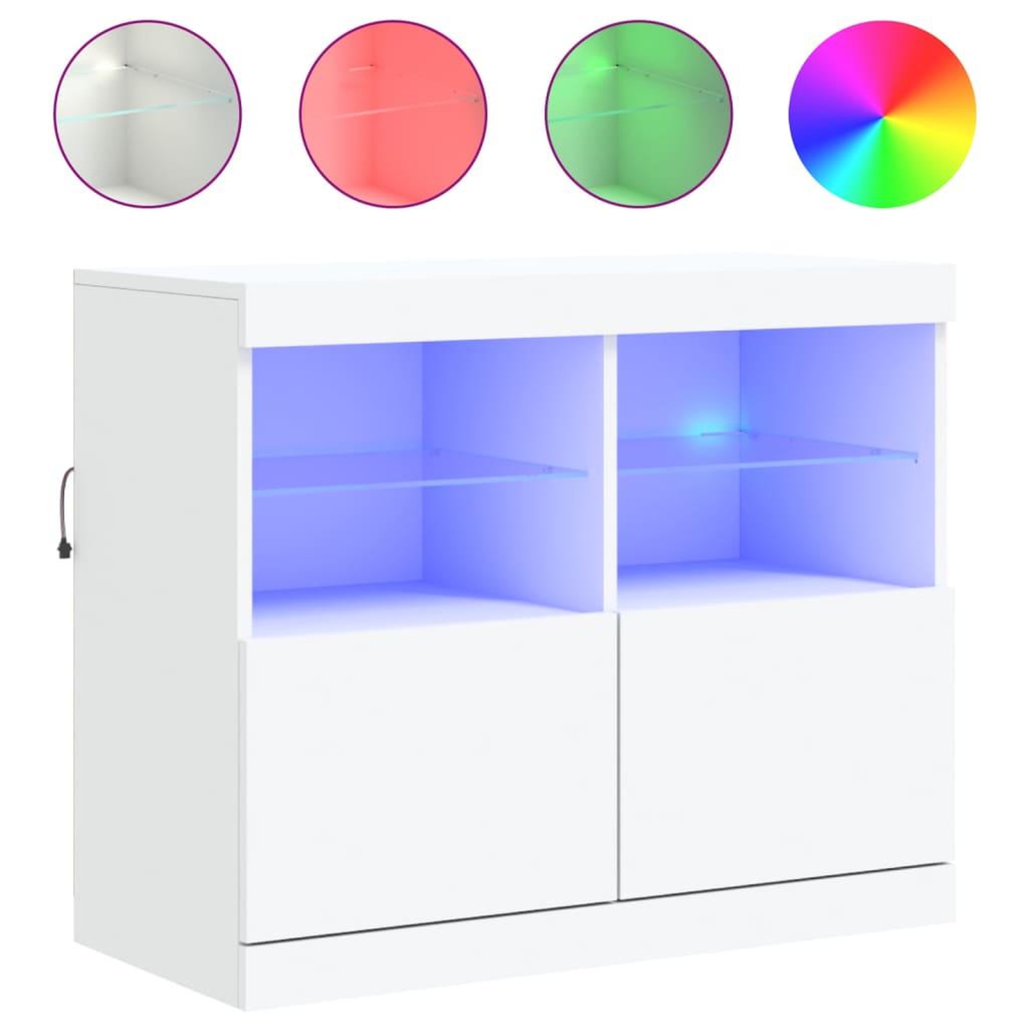 Voir la diapositive 2 : VIDAXL Buffet avec lumieres LED blanc 81x37x67 cm