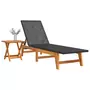 VIDAXL Chaise longue avec table Resine tressee et bois massif d'acacia