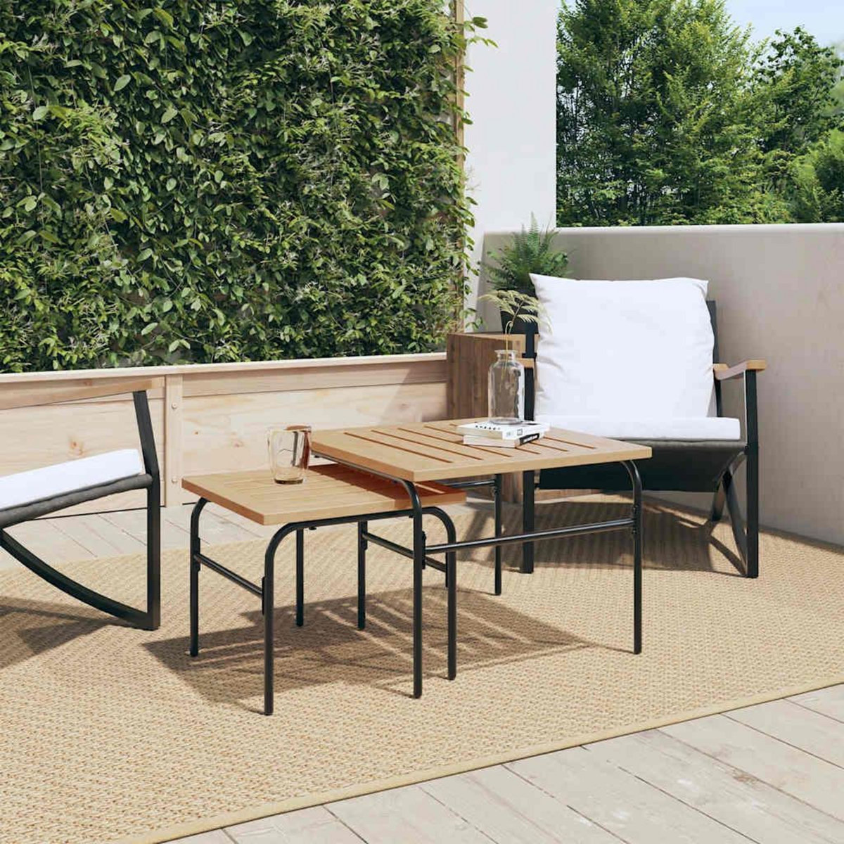VIDAXL Tables basses gigognes de jardin 2 pcs marron et noir acier