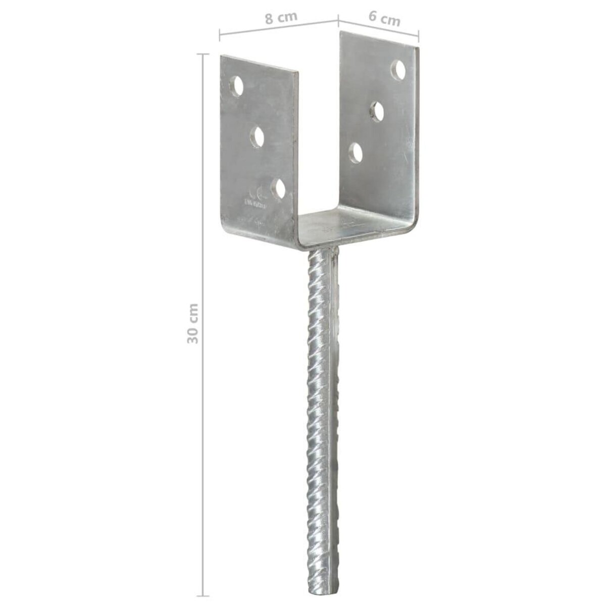 VIDAXL Piquets de cloture 6 pcs Argente 8x6x30 cm Acier galvanise