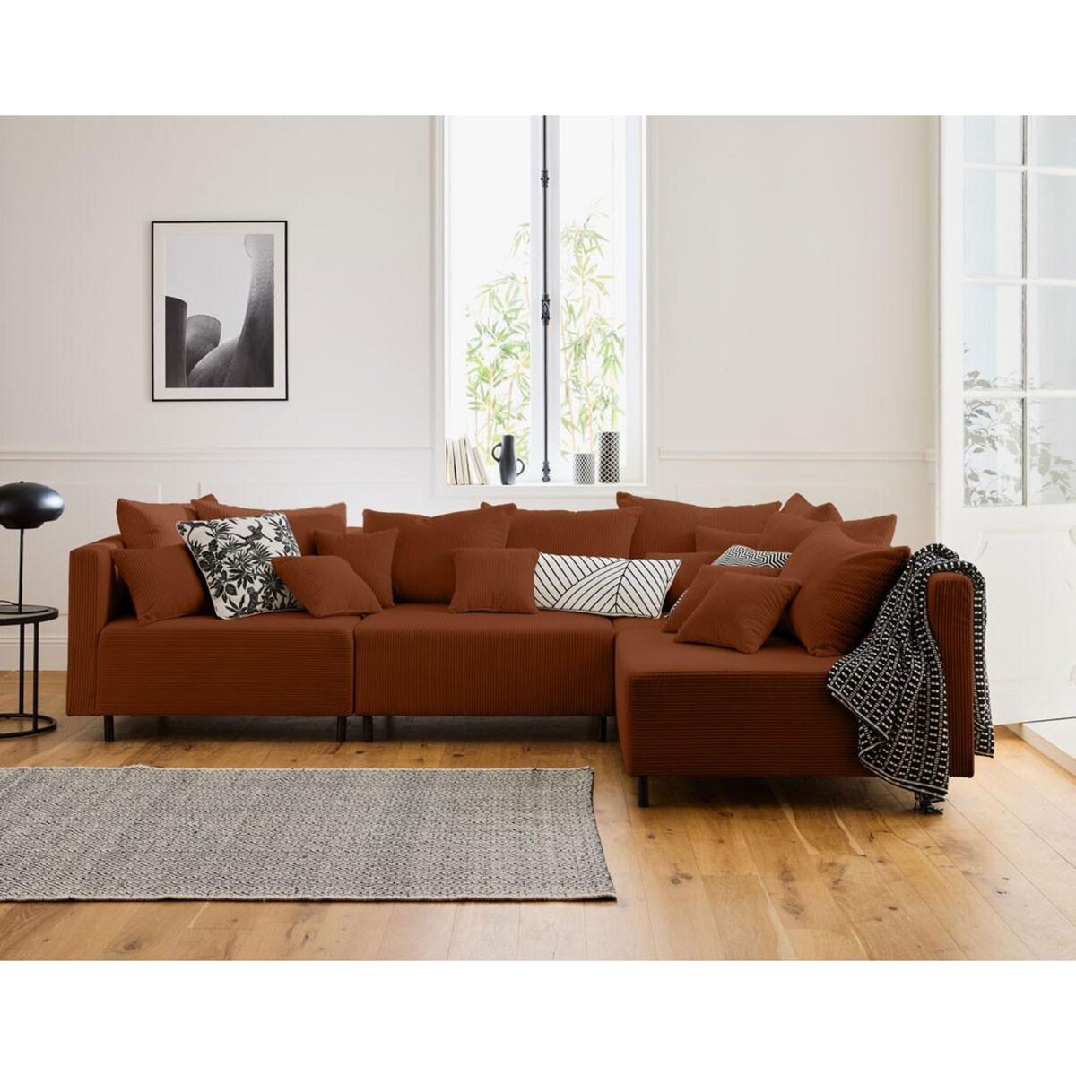 LISA DESIGN Edinburg - canapé modulable d'angle réversible 4 places - en velours côtelé