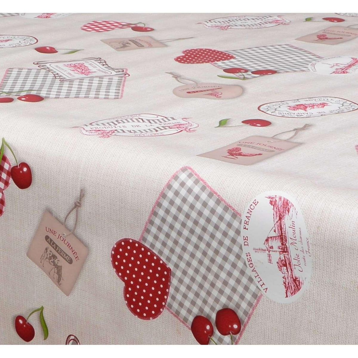 HABITABLE Nappe en toile cirée rectangulaire Campagne - 140 x 250 cm - Beige