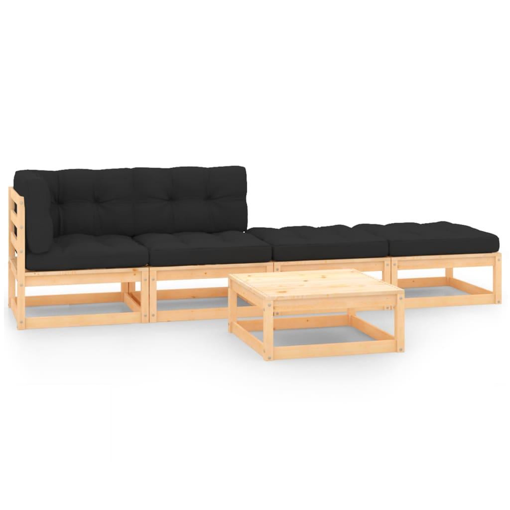 Voir la diapositive 1 : VIDAXL Salon de jardin 5 pcs avec coussins Bois de pin massif