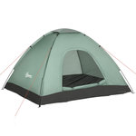 OUTSUNNY Tente de camping 2 personnes dim. 206L x 152l x 110H cm - portes zippée, poche rangement sac de transport inclus - fibre verre polyester Oxford vert