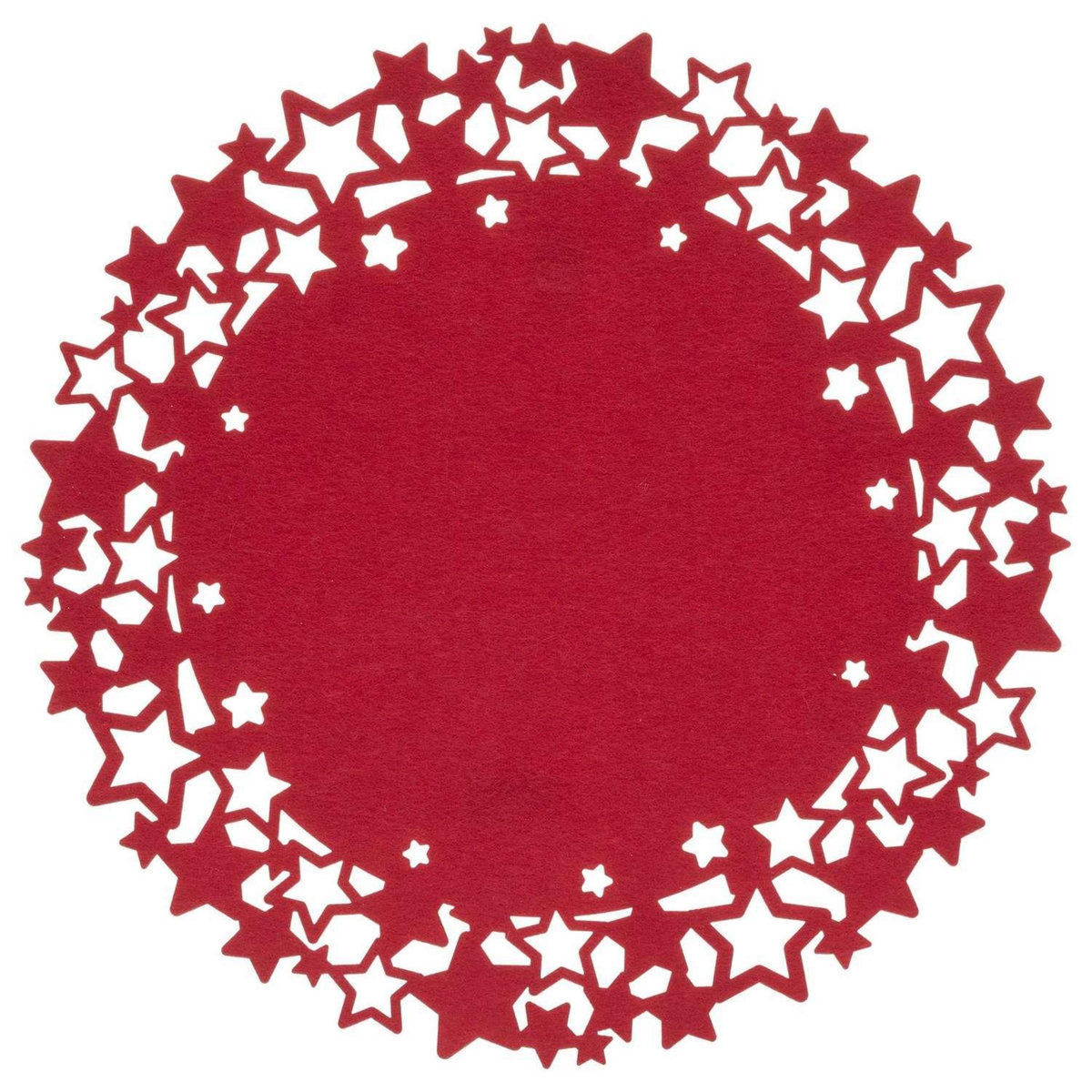 ATMOSPHERA Set de table de Noël rond motifs étoiles en feutrine Diam. 38 cm - Rouge