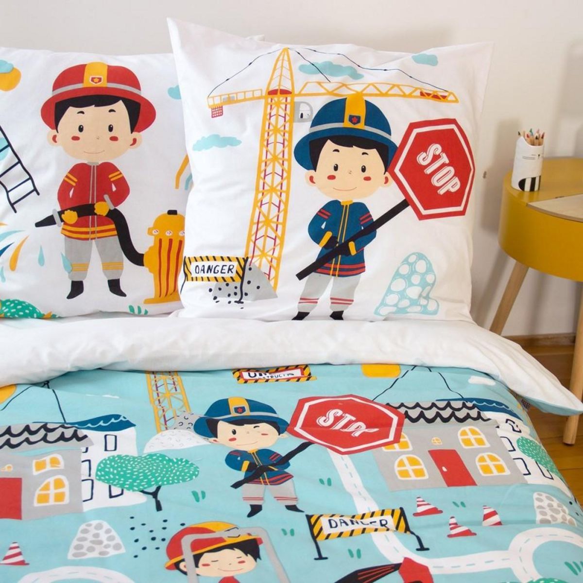 COTE DECO Housse de couette 140x200 + 1 taie Fuego coton adouci 57 fils