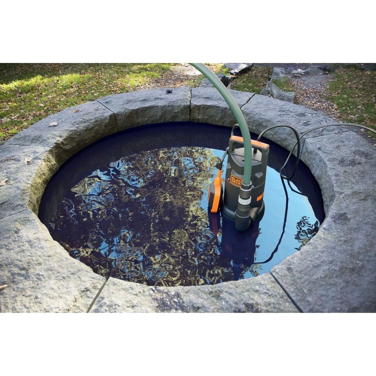 Black et Decker Pompe Vide Cave Eaux Usées 750W - Pompe Immergée Flotteur Intégré Eaux Claires / Eaux Sales Débit 13000 l/h Black+Decker