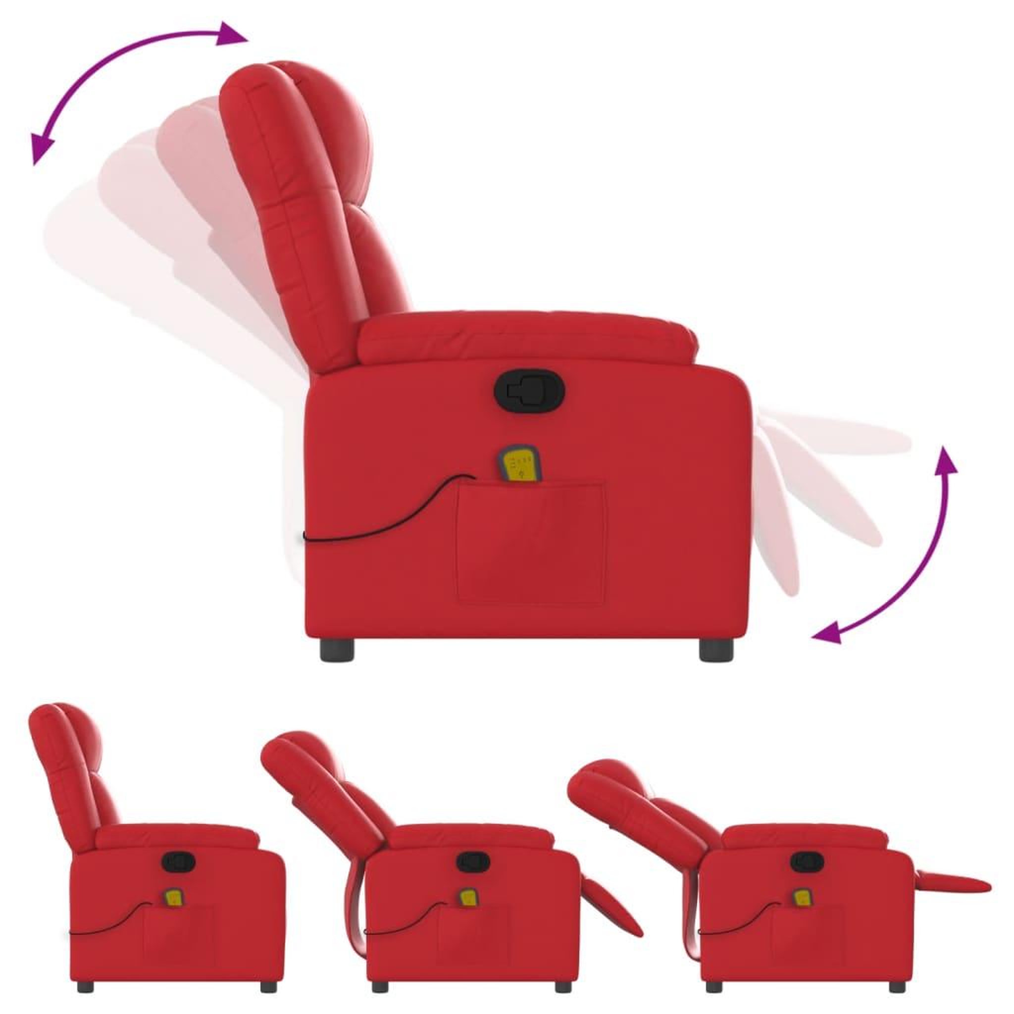Voir la diapositive 5 : VIDAXL Fauteuil de massage inclinable rouge similicuir