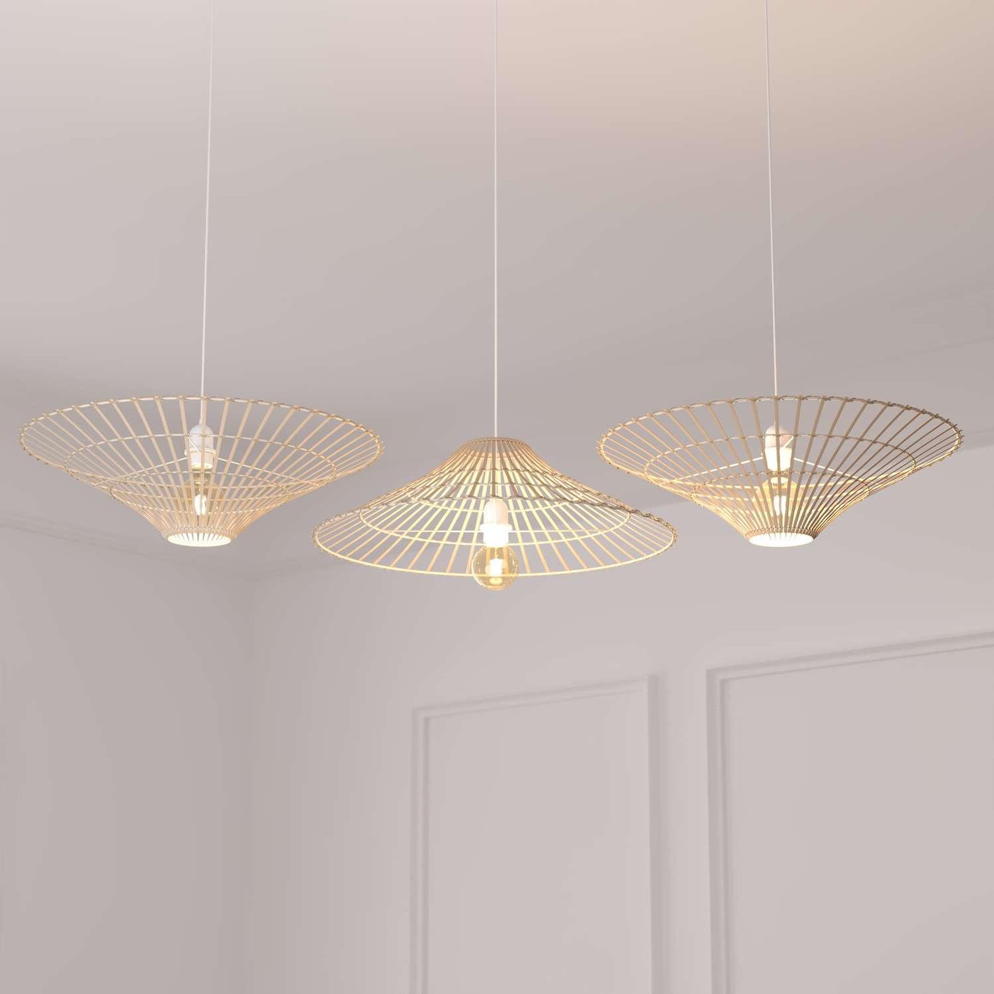 Voir la diapositive 2 : ATMOSPHERA Suspension réversible en bambou - diam 56 cm - beige