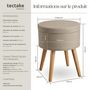 Voir la diapositive 6 : tectake Tabouret avec espace de rangement rond sable