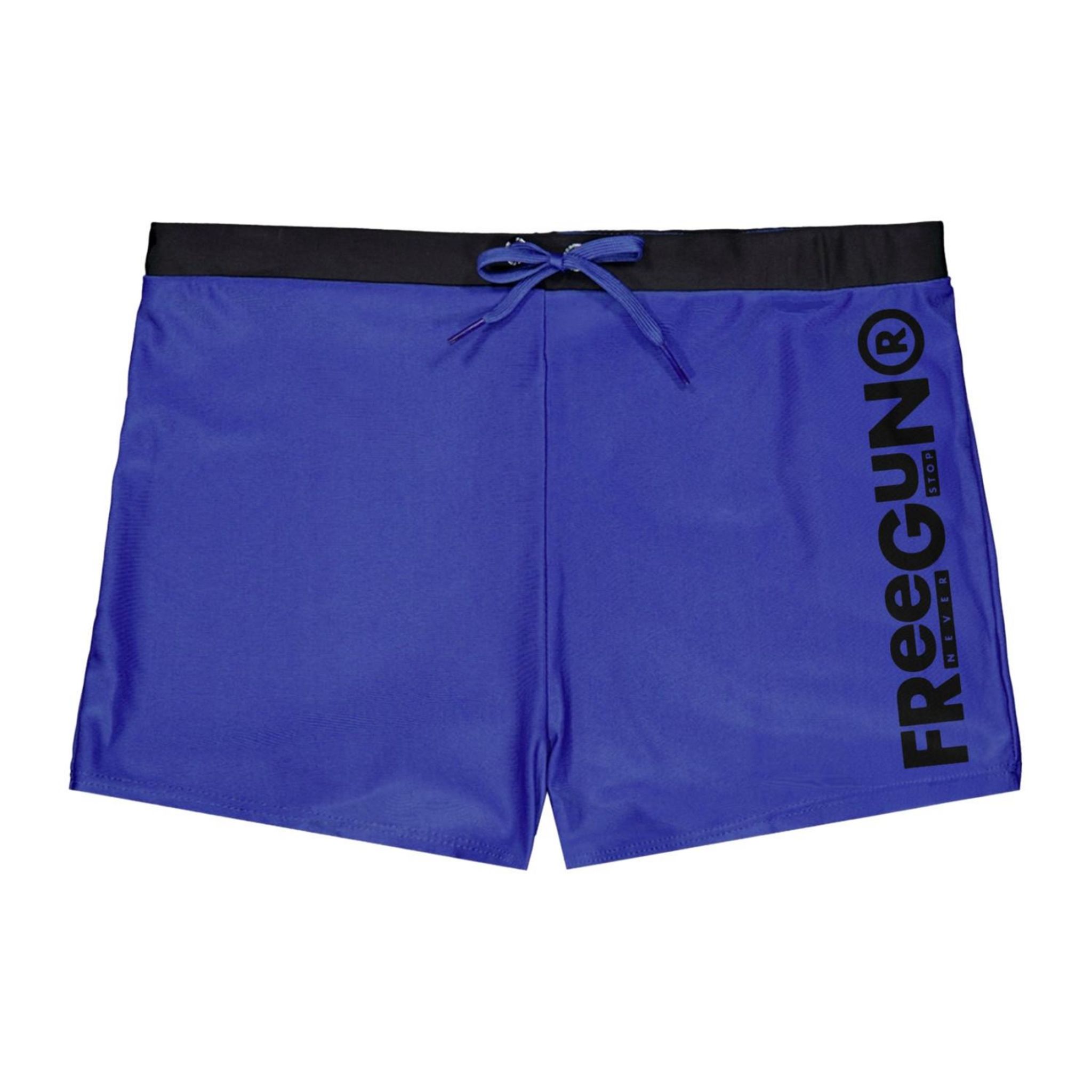FREEGUN Shorty de bain enfant uni avec logo rubber print couleur. Coloris disponibles : Bleu