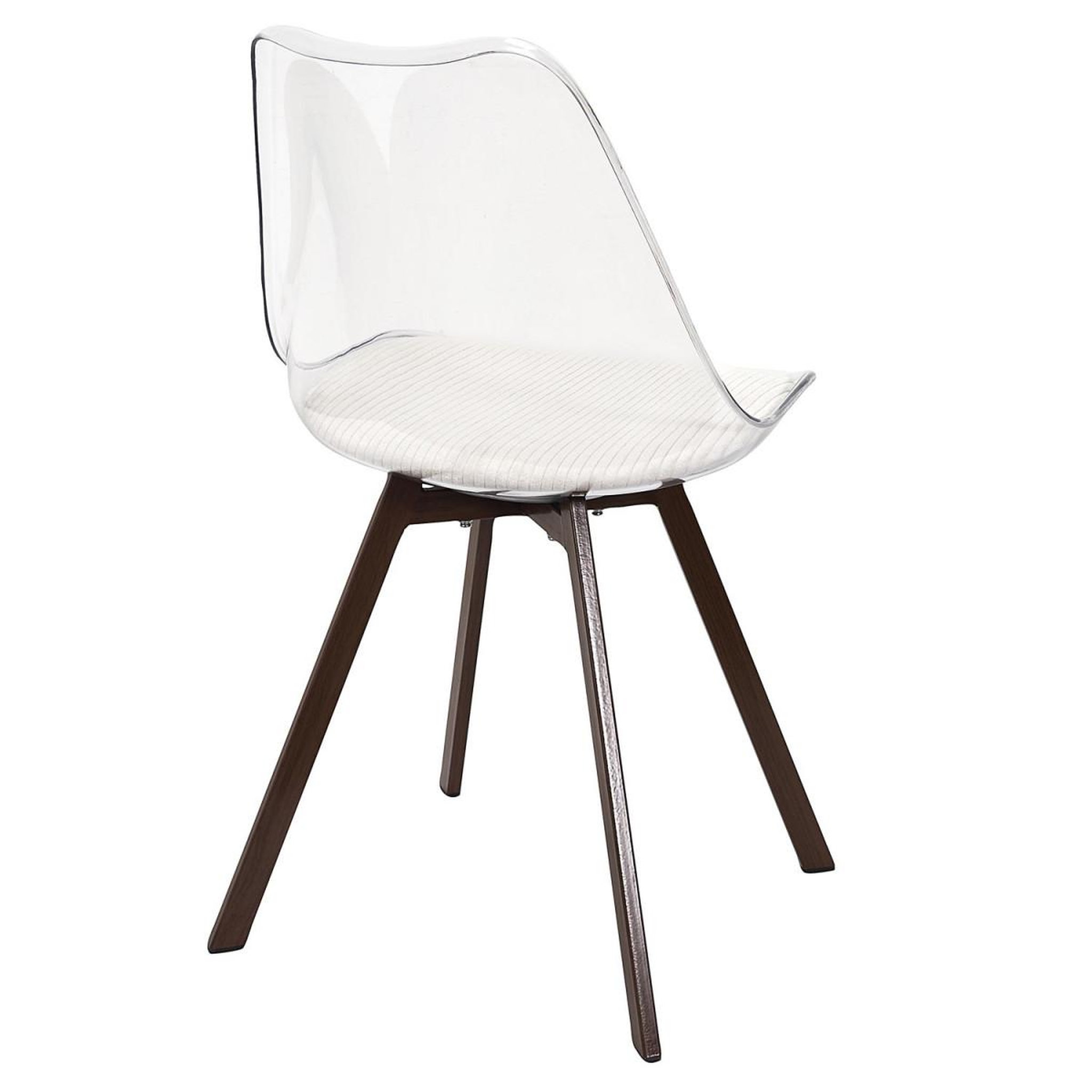 Voir la diapositive 4 : The Home Deco Factory Lot de 4 chaises coussin côtelé  scott  82cm transparent & beige