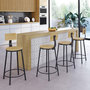 Voir la diapositive 2 : ID MARKET Lot de 4 tabourets de bar DETROIT assise ronde avec dossier design industriel