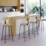 Voir la diapositive 2 : ID MARKET Lot de 4 tabourets de bar DETROIT assise ronde avec dossier design industriel