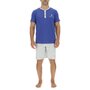 Voir la diapositive 1 : PIERRE CARDIN Ensemble Pyjama court homme en coton uni col boutonné & Logo poitrine
