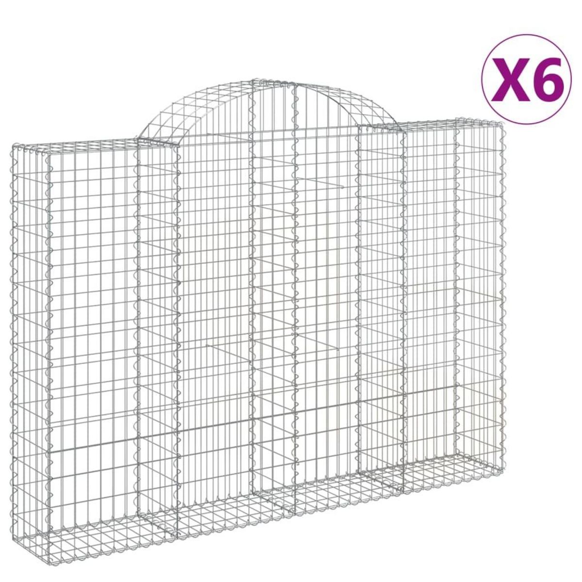 VIDAXL Paniers a gabions arques 6 pcs 200x30x140/160 cm Fer galvanise