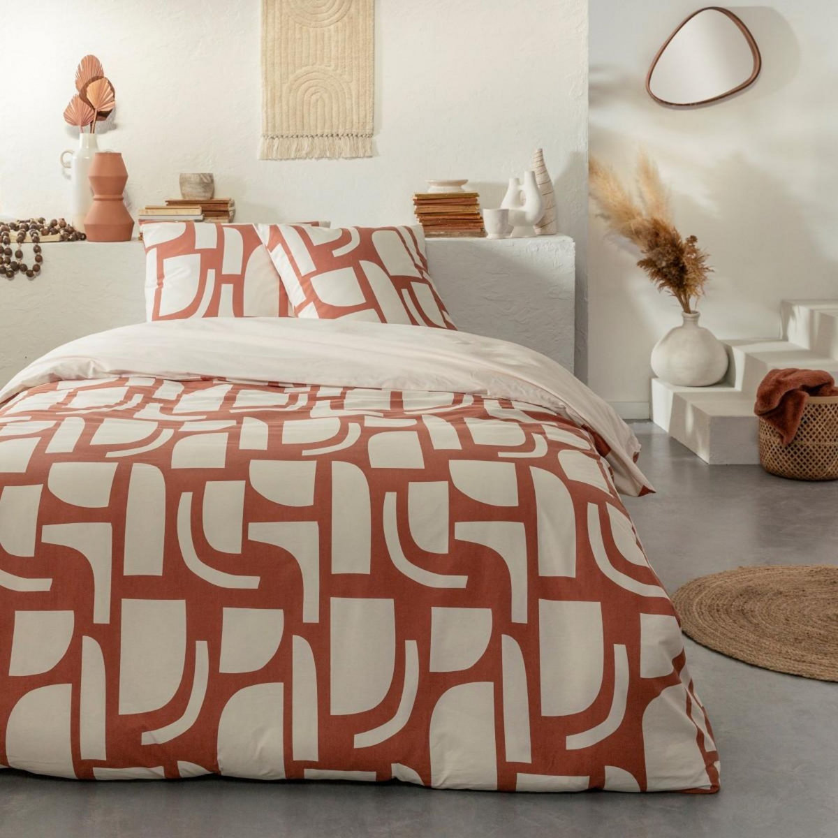 FUTURE HOME Parure de lit 2 personnes géométrique bicolore