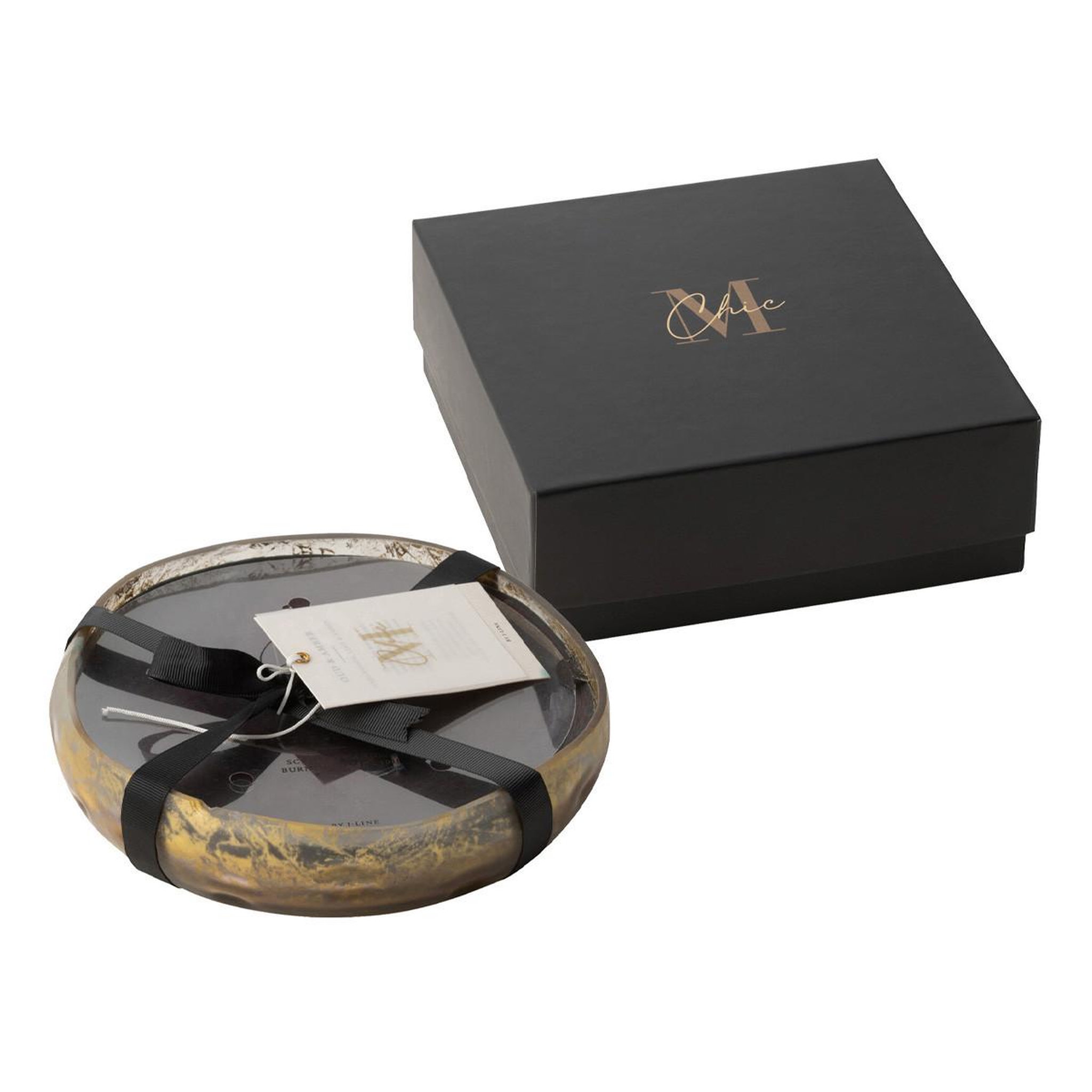 J-LINE Bougie parfumée ronde  m-chic  19cm oud & amber