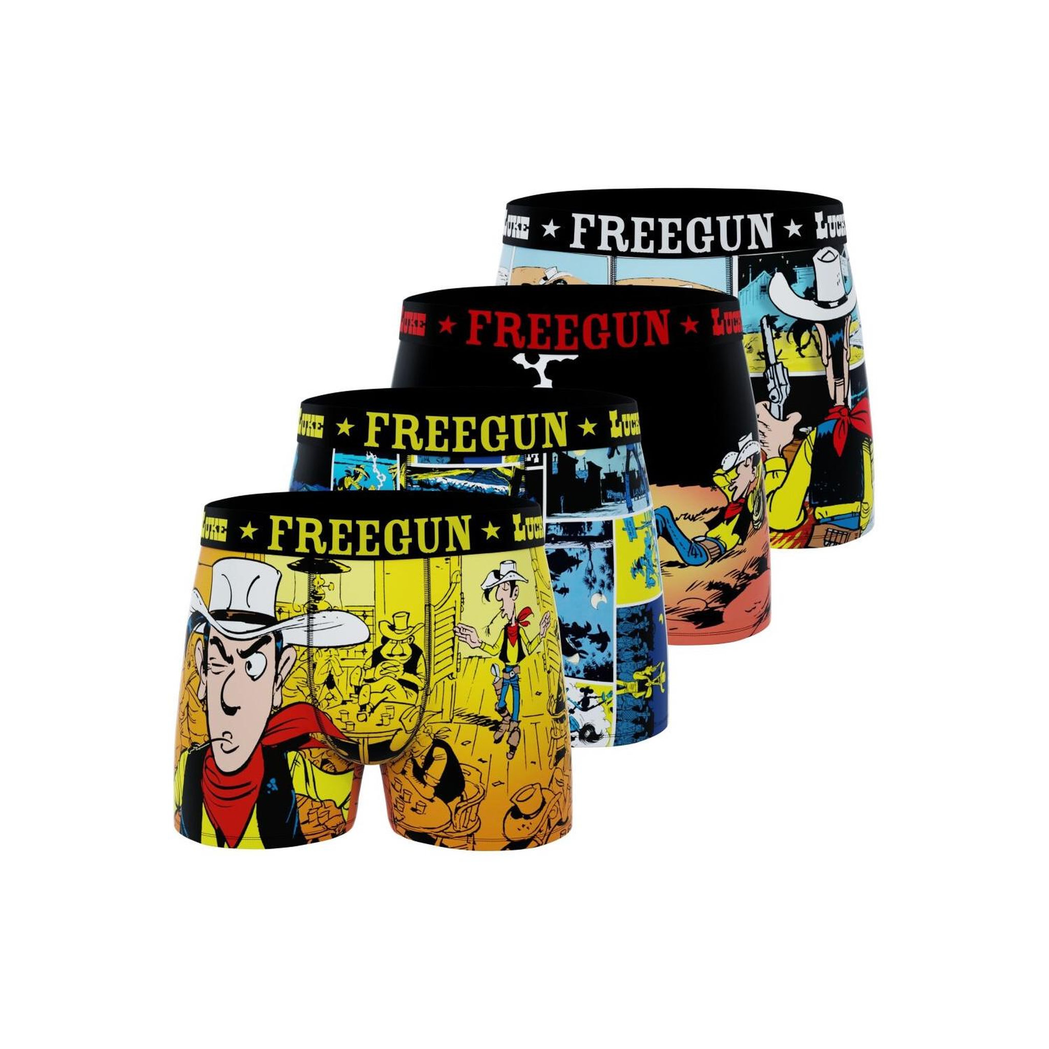 Voir la diapositive 1 : FREEGUN Lot de 4 boxers homme Lucky Luke