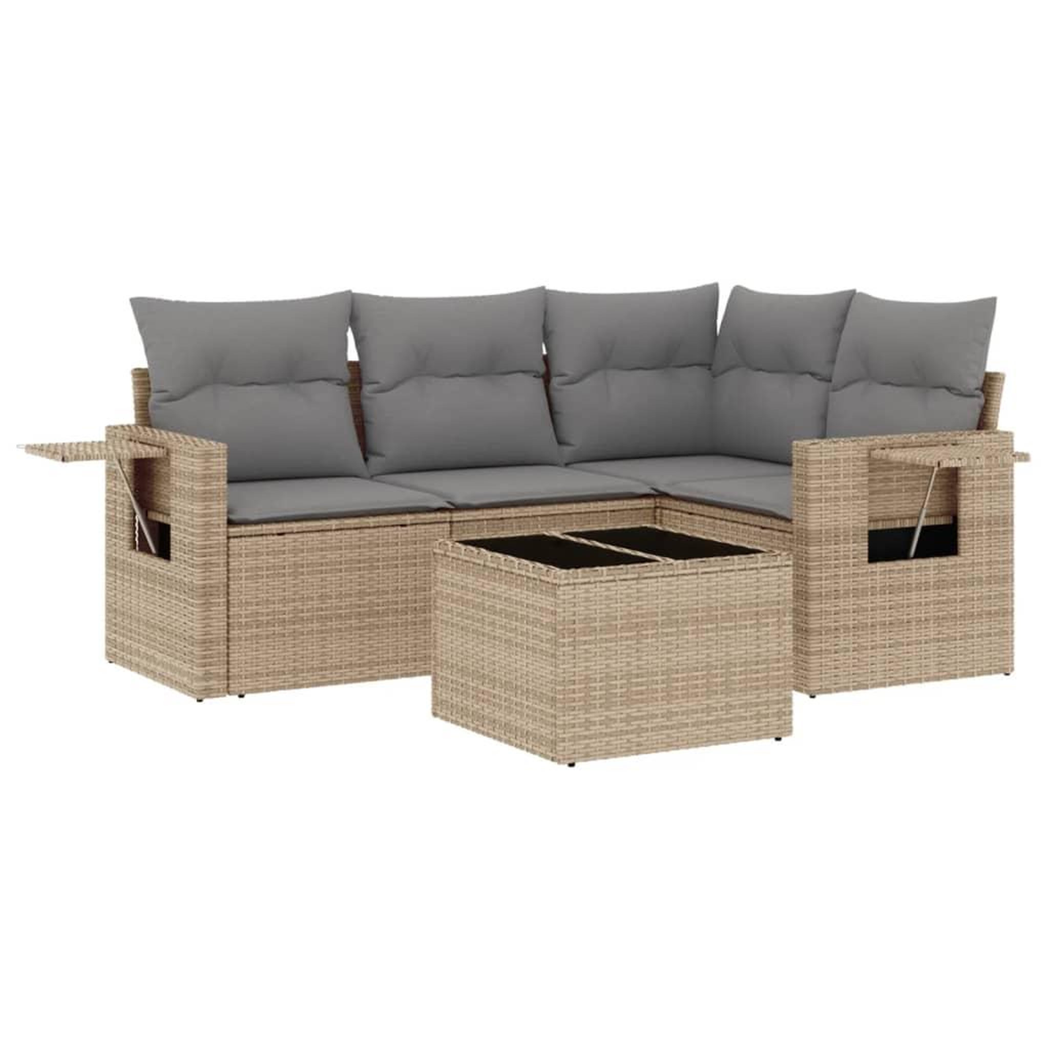 Voir la diapositive 2 : VIDAXL Salon de jardin avec coussins 5 pcs beige resine tressee